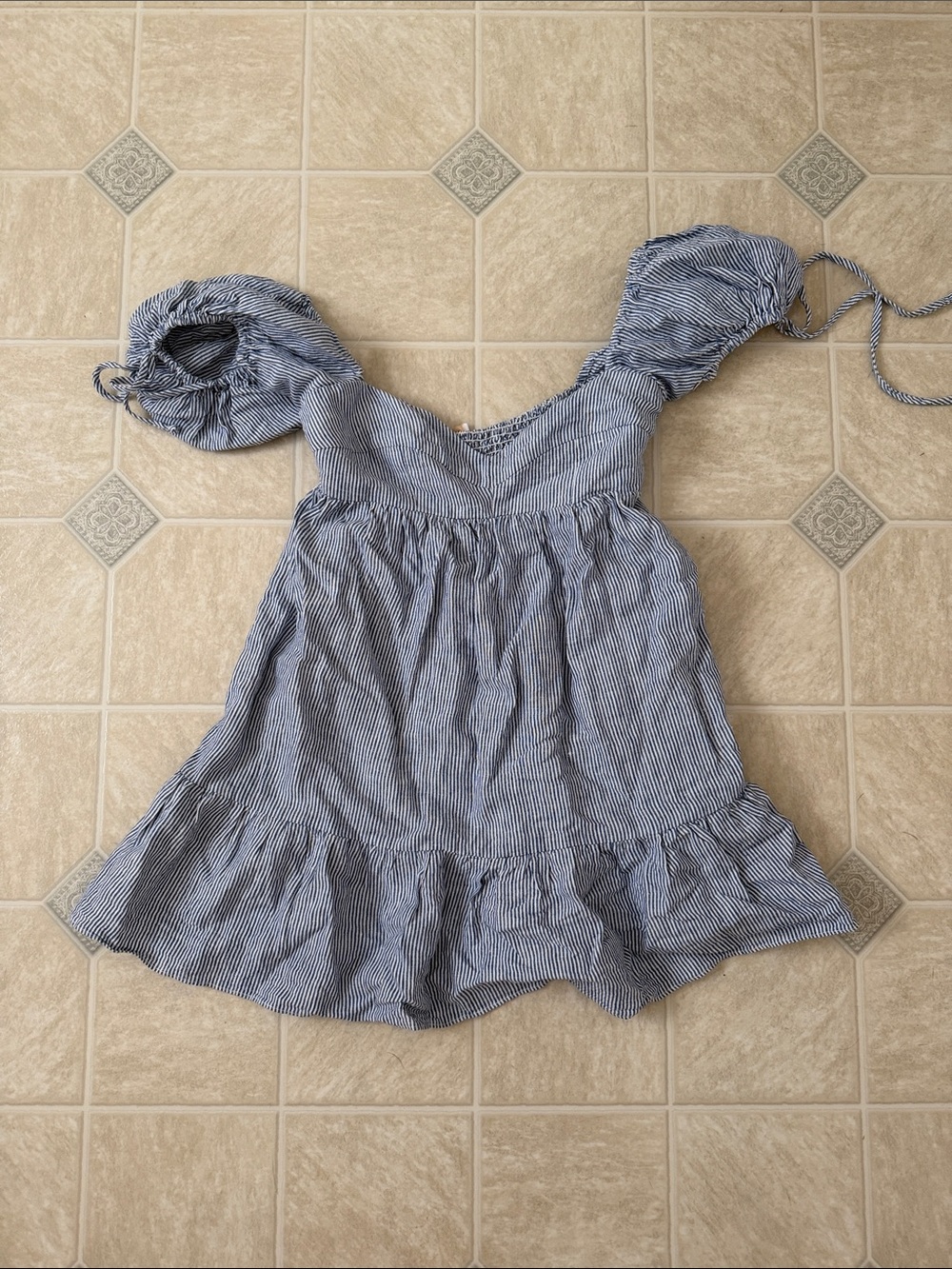 Olivaceous Blue Striped Dress